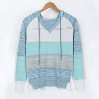 Prodaja Žene Fals Fashion Hoodie Duks šuplje pletene boje Blok Ležerne prilike V-izrez pulover s crtežom