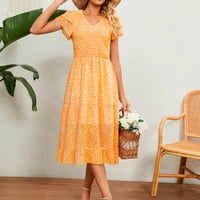 Ženske haljine Žene Ljeto Elegantne haljine V izrez Cvjetni ispis Kratki rukav Linija labave casual