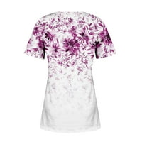 Grafički bluza Ispisuje kratki rukav Ležerne prilike Henley Ljeto za žene Purple M