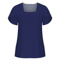 Lilgiuy majice za žene za žene modni ljetni casual vrhovi stand-up ovratnik za ispis latica kratkih