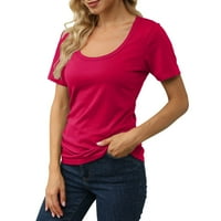Xinqinghao Ženska ljetna majica Majica TOPS CREW izrez Tunic Tops modni kratki rukav Ležerne prilike plus veličina S