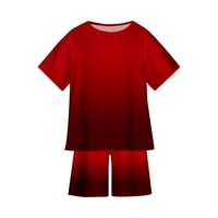 WAVSUF djeca postavljaju dječake kratkih kratkih kratkih rukava Udobne tiskane crvene odjeće Postavljene