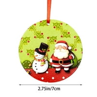 Beppter visi Xmas Decor bijeli obojen Božićni disk DIY Božićni ukras Drveni okrugli privjesak sa crvenim konopom
