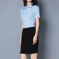 Ženska majica s majicama kratkih rukava Poslovna radna kancelarija službena gumba Up bluza majica, plava