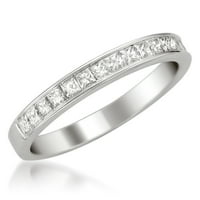 14k bijelo zlato 0. Carat princess-rezan dijamantski vjenčani prsten
