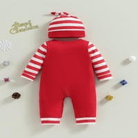 Moja prva božićna dječaka Dječak odijelo novorođenče novorođenčad Santa kostim dugih rukava Stripe Romper