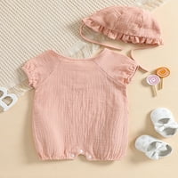 Seyurigaoka Baby COLL Color Set odjeće, kratki rukav za posade Crsta džep za prsa za prsa za šešir za ljeto