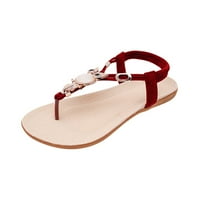 Rewenti Women Flats Flip Flops Bohemian Open Fole Prozračne udobne cipele Romanske sandale crvene 4.5