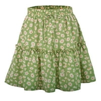 Ženska moda Daisy print patent zatvarača Srednja struka Ruffled casual mini suknja Strit suknja visoki struk