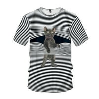 Košulje za žene Unise odrasli plus veličina Ljetna crtana mačka Striped kratkih rukava The Movy XXXL