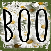 Daisy Flower Wall Art Boo visoke kape Halloween Holiday Canmick ili liječenje limenom zidnom znakom