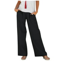 Ženski džep labavi široki noga patla pamučne pantalone prave hlače casual pantalone čučanju ultra mekim