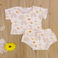 Dojenčad za bebe Djevojke Ljetne kratke hlače Postavite crtani mjesec zvijezda Štampano kratkim rukavima
