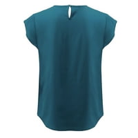 Twifer Ljetni vrhovi za ženske ženske modne ležerne majice s kratkim rukavima okrugli vrat pune boje