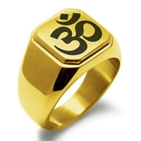 Nehrđajući čelik Sacred Sanskritm Om ugravirani kvadratni ravni gornji biciklistički stil polirani prsten