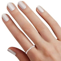 Okrugli bijeli prirodni dijamantni akcentni prsten za akcent 14K čvrsto bijelo zlato Veličina-7