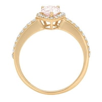 0,8ct kruška ružičasti simulirani dijamant 18k žuti zlatni graviranje izjava bridalna godišnjica Angažman vjenčanje halo prstena veličine 6.25