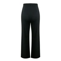 Ženske hlače za teretne hlače Trendi modni rad Čvrsti boju rastezanje visokog struka ravne pantalone