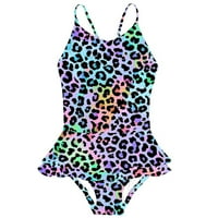Djevojke Jedan kupaći kostimi s rufflem rubom kupaćim odijelima za djecu Leopard Print kupaći kostim