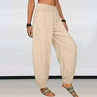Olyvenn Fashion Womens Ljetni trendy Casual Button Solid Color Hlače ravne široke pantalone za noge