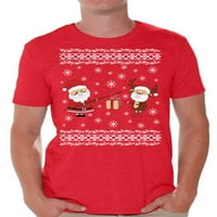 Santa majica za muškarce Božićni tee za njega sretan božićna majica Funny Santa's Reindeer T majice