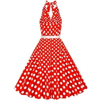 Retro haljine za ženske čišćenja prodaje Ženska haljina Polka Dot Halter 1950S Retro Rockabilly Koktel Swing Haljina za čaj od crvenih rukava bez rukava