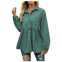 STRANA CARDIGAN jakna za žene Ženska klasična jakna od pune boje Corduroy dvostruka džepa Dječja majica Lapel jakna mint zelena s