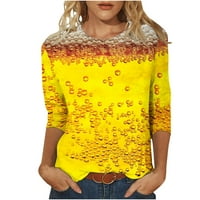 Viadha ženska modna tiskana labava majica rukava bluza okrugli vrat casual vrhovi