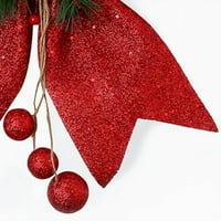Božićni ukrasni luk božićni drv sjajni luk Xmas lukovi ukrase sa pinecone crvenim lukovima za vijenac