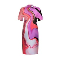 HHEI_K Ljetne haljine Ženski povremeni veliki škak s kratkim rukavima s kratkim rukavima V-izrez
