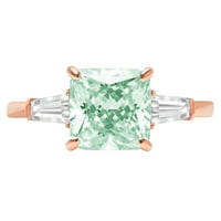3CT Asscher Cut zeleni simulirani dijamant 18k ružičasti ružičasti zlato graviranje godišnjica Angažovanost