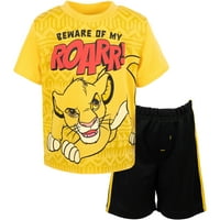 Disney Lion King Simba Little Boys Grafička majica i mrežaste kratke hlače Žuto crna 6