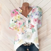 Cleance pod $ cherella ljetni vrhovi za žene kratki rukav split majice Cvijet Print Elegantne bluze