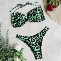 B91XZ Plus size kupaći kostim Ženski leopard tisak bikini v Povlačenje kupaćim kosiju evropskim i američkim kupaćim kupaćim kupaćim kupaćim kupaćim kostima Green, L