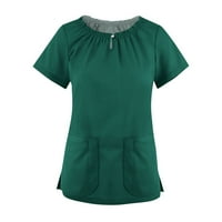 Ženske vrhove bluza Čvrsta ruka kratkih rukava Dame Fashion V-izrez ljetni tamno zeleni 5xl