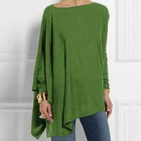 Ženski ljetni vrhovi dugi rukav V-izrez čvrsti pulover zeleni m
