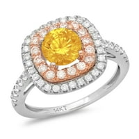 1.75ct okrugli rez žuti prirodni citir 14k bijeli ružin zlatni ugraving izjava bridalna godišnjica angažman vjenčanje halo prstena veličine 10