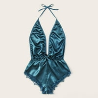 HHEI_K Women V-izrez čipka za mrlju rublje za spavanje Bodi, pajamas svileni kombinezon
