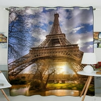 Eiffelov toranj Sunset Paris France Blackout Prozor zavjese za zavjese za zavjese Jedan komad