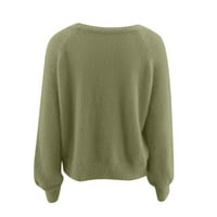 Forestyashe Dame Fashion V-izrez Solid Color Gumb Labavi džemper