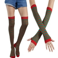 Žene šarene prugaste bedrene visoke čarape za ruke zamijenjene zamijenjene pletene preko čarapa za koljeno