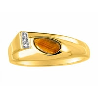 Muški prstenovi 14k žuto zlatni prsten - bezvremenski kruški oblik kabohone dragulja i dijamanti - suzavi