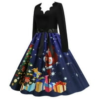 Fesfesfes Ženska haljina patchword vintage rockabilly haljina haljina božićne posude za zabavu ispod