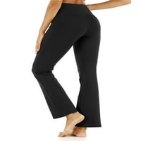 Biekopu Žene blago bljeskaju joge pantalone široke noge elastične visoke strugove casual hlače modne