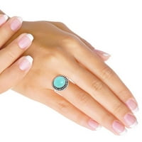 Srebrni prsten za žene - Djevojke Aqua Chalcedony Stone Srebrna prstena Veličina 9. mart Birtystone