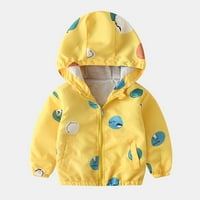Dezed Toddler Boys Girls Slatka jakna za ispis Odjel za djecu Dječji dječaci Djevojke Slatki uzorak Slatki džep sa zatvaračem Vjetrootporni jakni kaput 12-mjesečni žuti