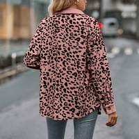 Qiaocaity karcigani za žene Leopard tipka za ispis dugih rukava jakna košulja kaput otvorena prednja