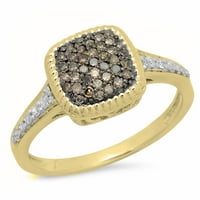 0. Carat 18K žuti zlatni okrugli šampanjac i bijeli dijamantski ženski zaručni prsten