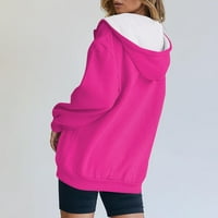 Yubatuo ženski modni kaputi sa dugim rukavima od kapuljača sa dugim rukavima za žene Hot Pink XL
