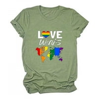 Homedles Žene Ljetne vrhove - Rainbow kratki rukav modni casual labave majice za posade za žene zelene